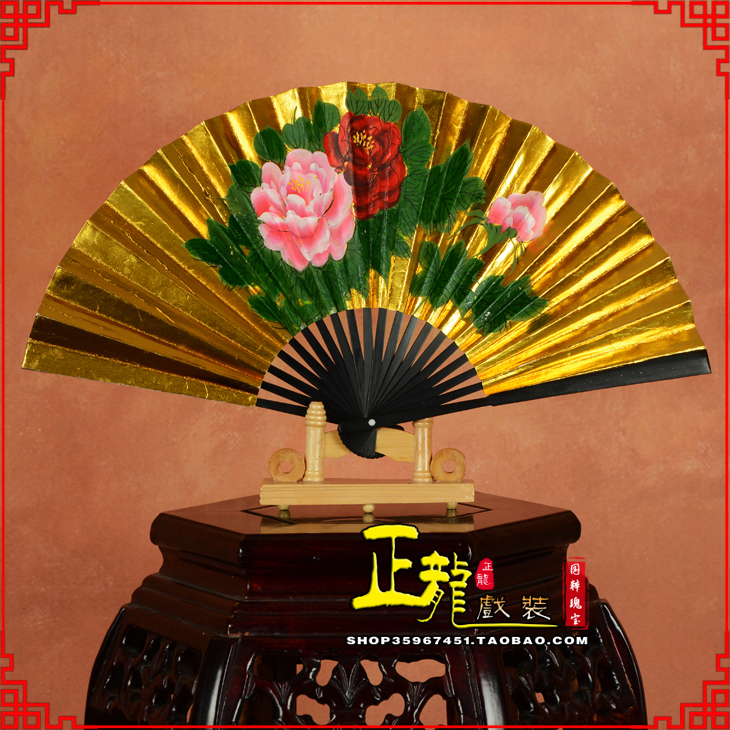 天山京剧戏曲戏剧贵妃醉酒牡丹折扇儿童扇子7寸8寸9寸 金扇